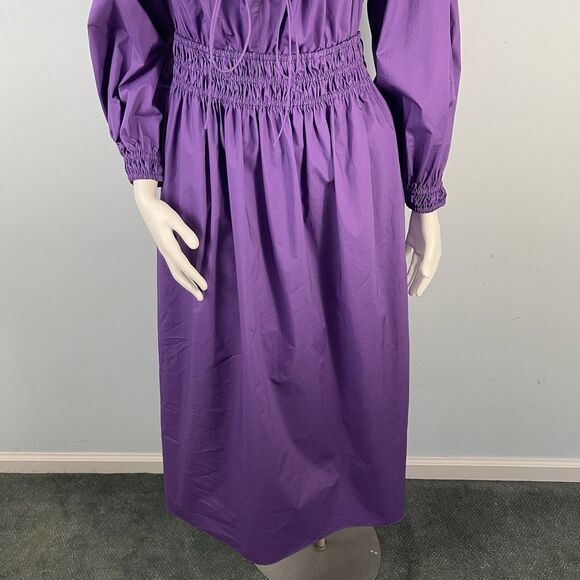 Rebecca Taylor Smocked Waist Midi Milkmaid Dress Small Purple Wimsigoth Grunge - Picture 5 of 16